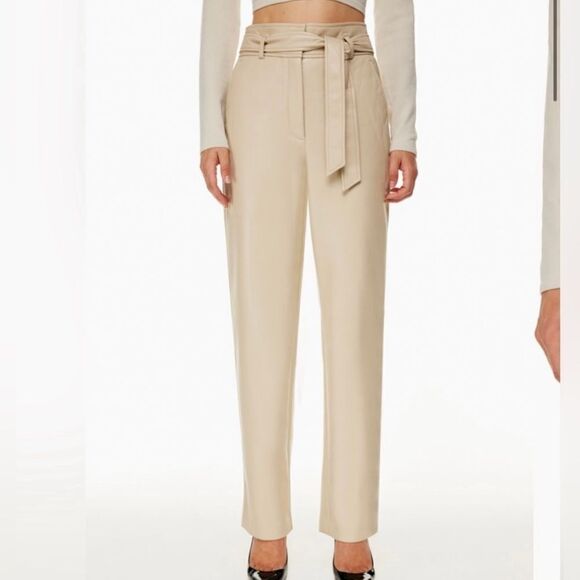 Aritzia Babaton Belted Vegan Leather Pant- Size 8 - Picture 1 of 10